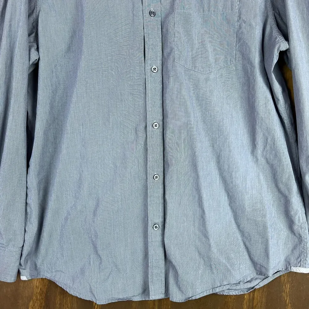Banana Republic Mens Shirt Blue White Pattern Classic Fit Long Sleeve Cotton XL